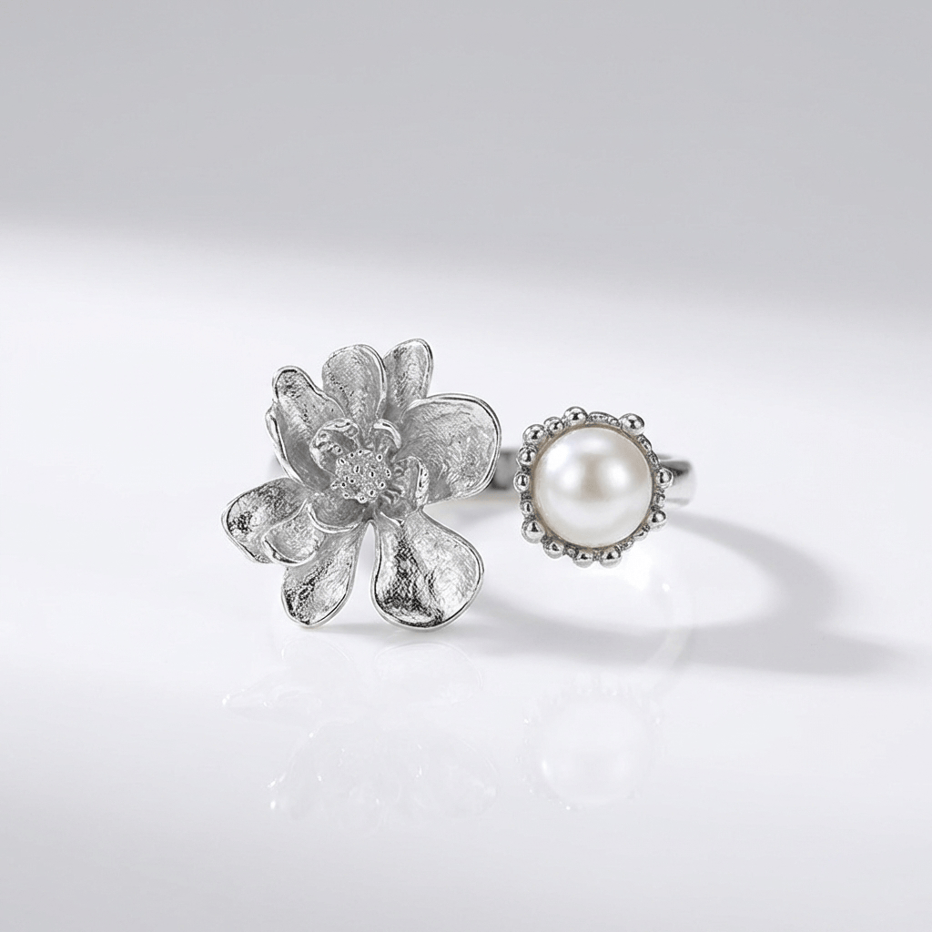 Silver Pearl Beaded Ring by Rose & Oliver - product image 1