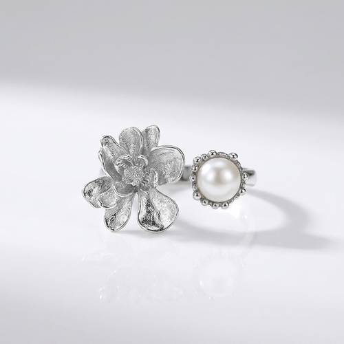 Silver Pearl Beaded Ring by Rose & Oliver - product image 1
