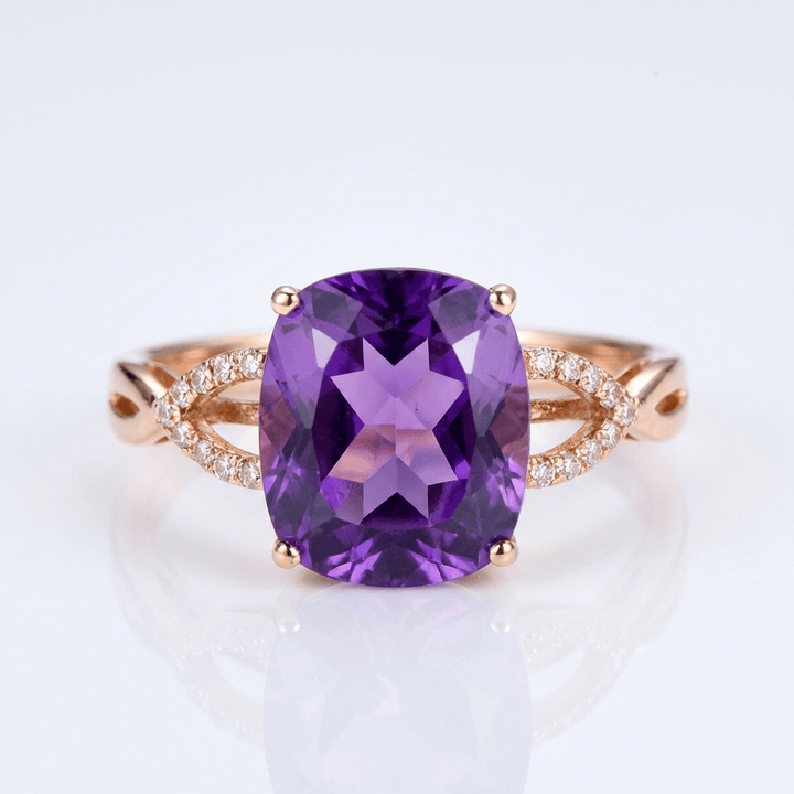 Rose Gold Amethyst Cushion Ring - (Adjustable) by Rose & Oliver - product image 1