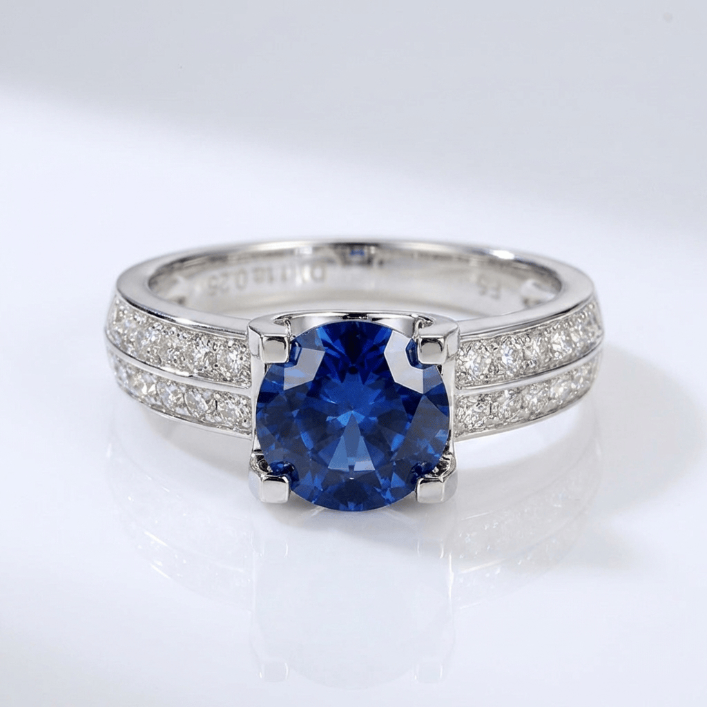Silver Round Diamond Pave Solitaire Ring - (Adjustable) by Rose & Oliver - product image 5