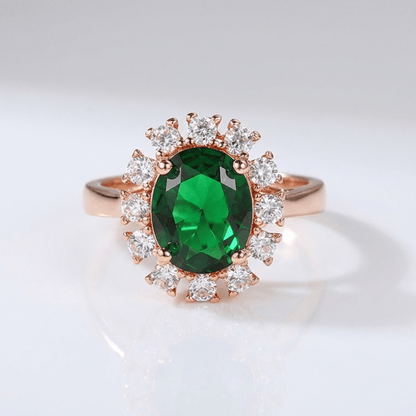 Rose Gold Emerald Diamond Halo Ring - (Adjustable) by Rose & Oliver - product image 1