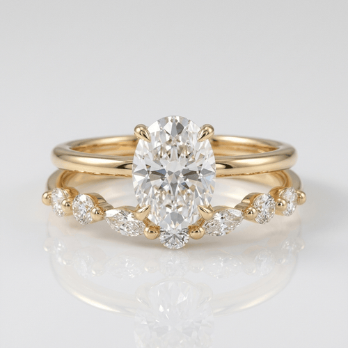 Gold Oval Diamond Marquise Band Set by Rose & Oliver - product image 1