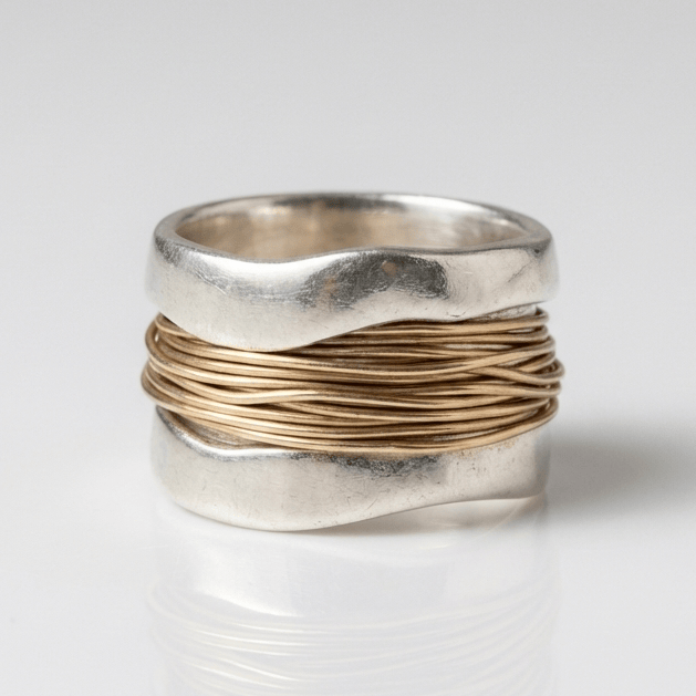 Handmade Silver Gold Wire Wrap Ring by Rose & Oliver - product image 1