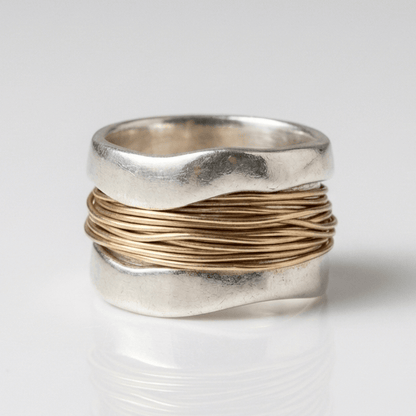 Handmade Silver Gold Wire Wrap Ring by Rose & Oliver - product image 1
