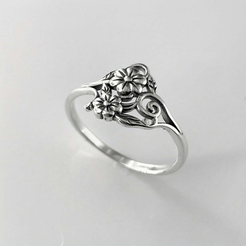 Silver Flower Ornate Ring by Rose & Oliver - product image 1