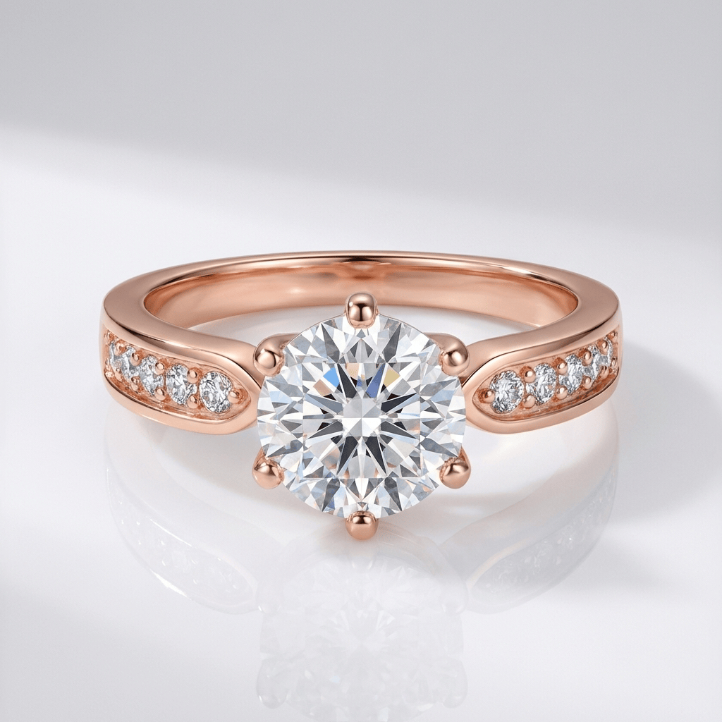 Rose Gold Round Diamond Pave Ring - (Adjustable) by Rose & Oliver - product image 1