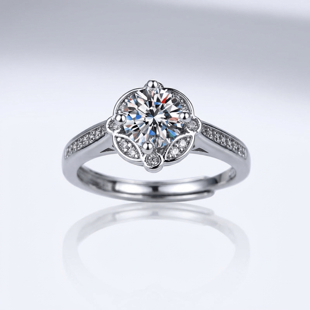 Silver Diamond Bloom Ring - (Adjustable) by Rose & Oliver - product image 1