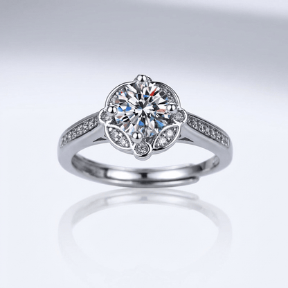 Silver Diamond Bloom Ring - (Adjustable) by Rose & Oliver - product image 1