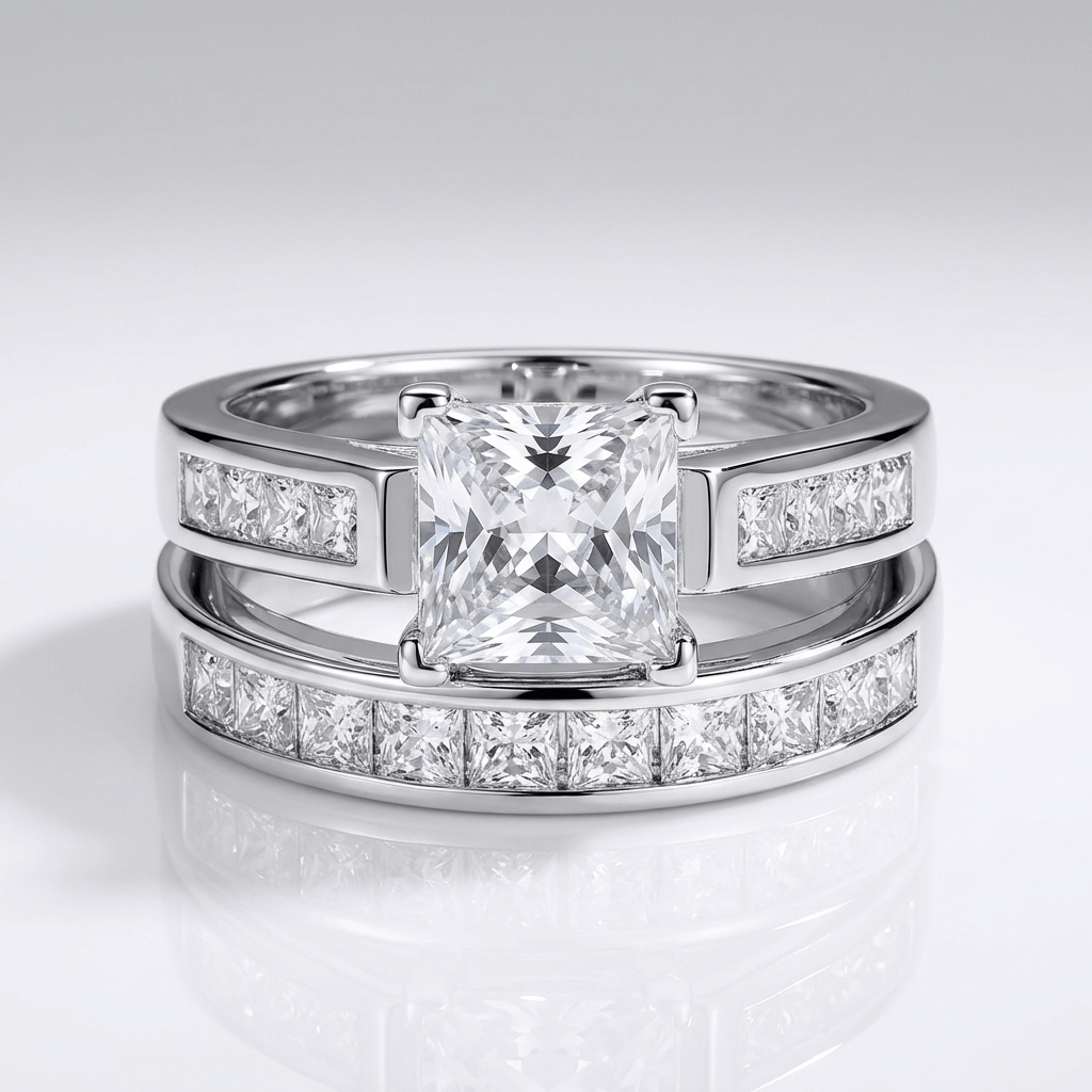 Silver Square Zirconia Halo Ring by Rose & Oliver - product image 3