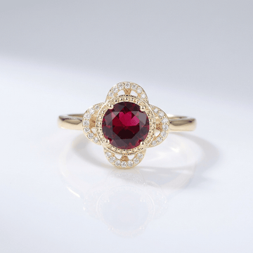 Gold Ruby Diamond Halo Ring by Rose & Oliver - product image 1