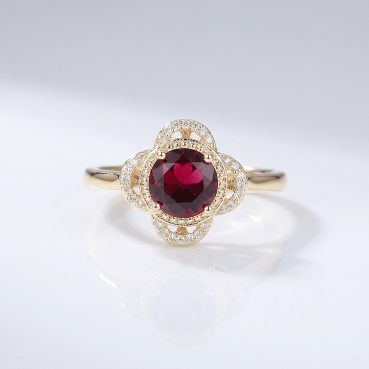 Gold Ruby Diamond Halo Ring by Rose & Oliver - product image 1
