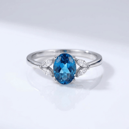 Silver Blue Topaz Oval Ring - (Adjustable) by Rose & Oliver - product image 1
