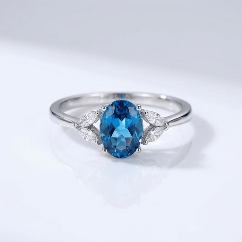 Silver Blue Topaz Oval Ring - (Adjustable) by Rose & Oliver - product image 1