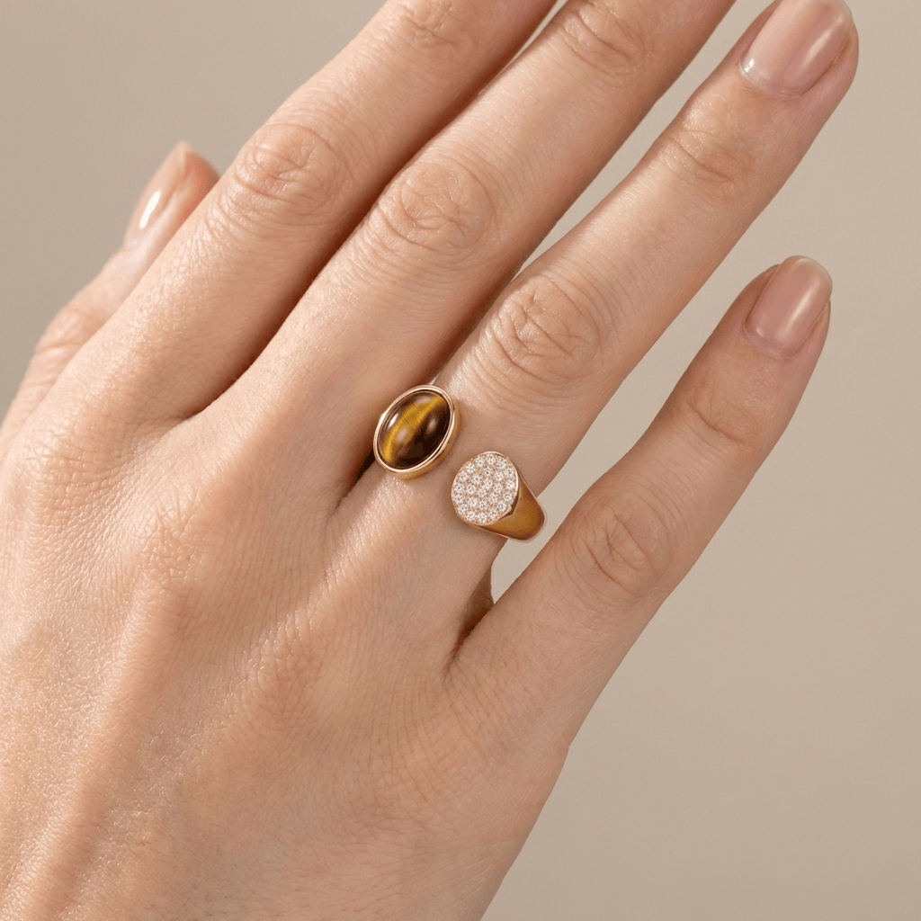 Gold Smoky Quartz Ring - (Adjustable) by Rose & Oliver - product image 4
