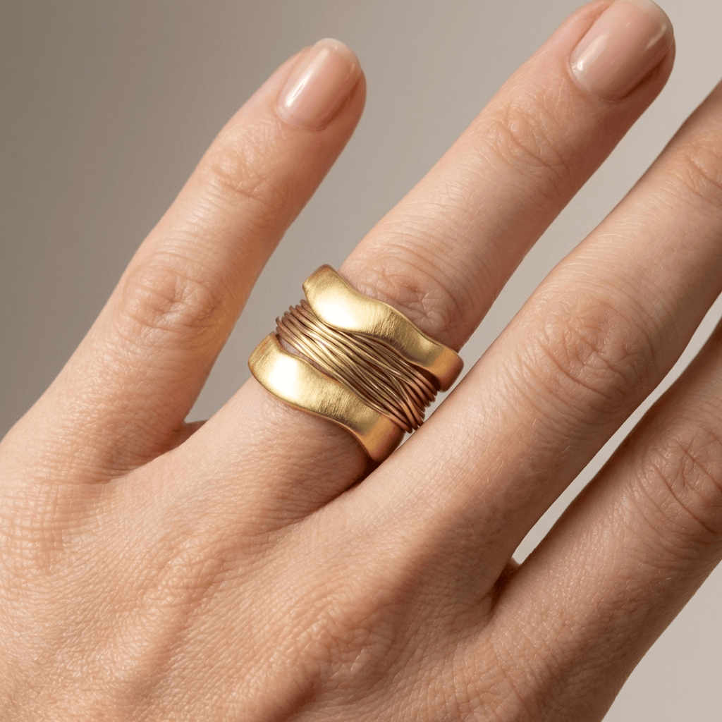 Handmade Silver Gold Wire Wrap Ring by Rose & Oliver - product image 4