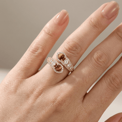 Gold Smoky Quartz Ring - (Adjustable) by Rose & Oliver - product image 2