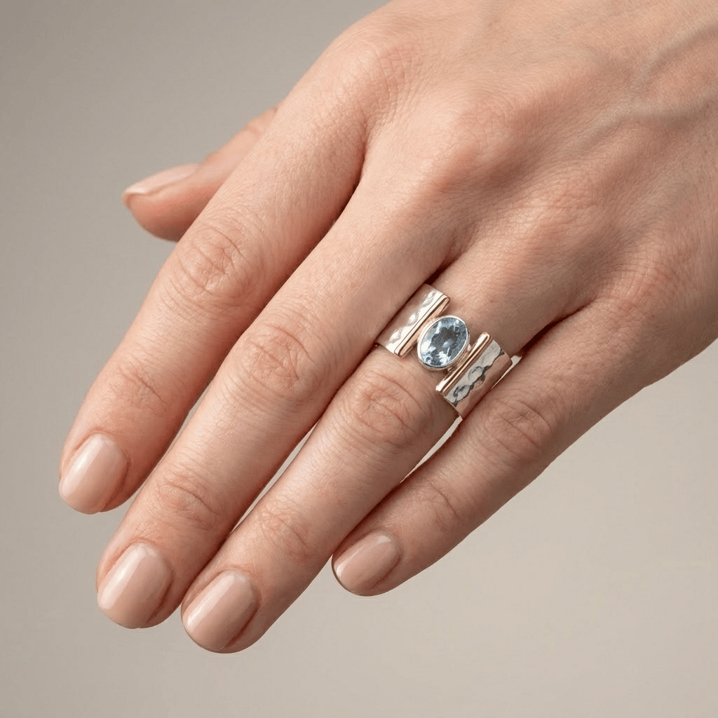Silver Gold Topaz Modern Ring by Rose & Oliver - product image 2