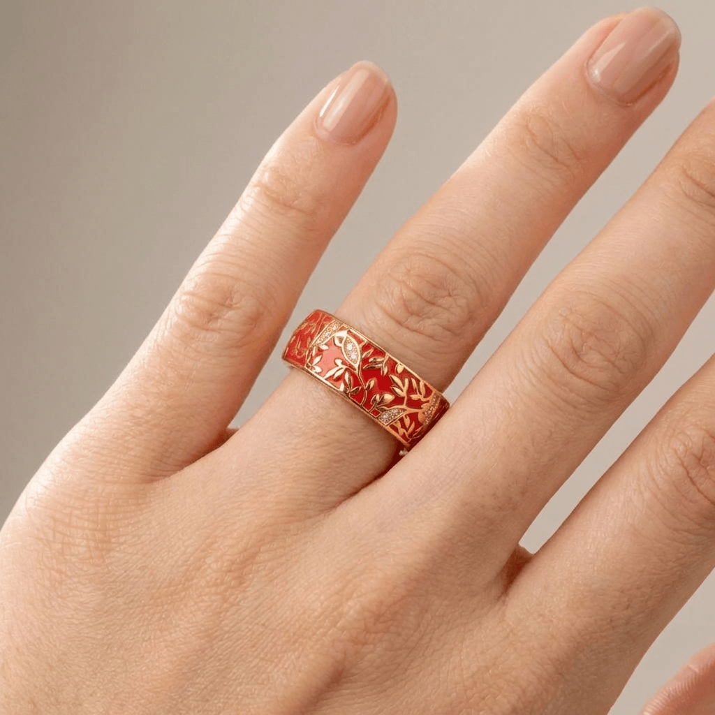 Gold Vintage Leaf Band Ring by Rose & Oliver - product image 4