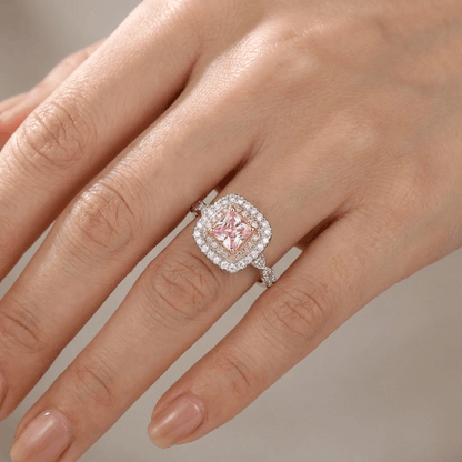 Pink Cushion Zirconia Halo Ring by Rose & Oliver - product image 2