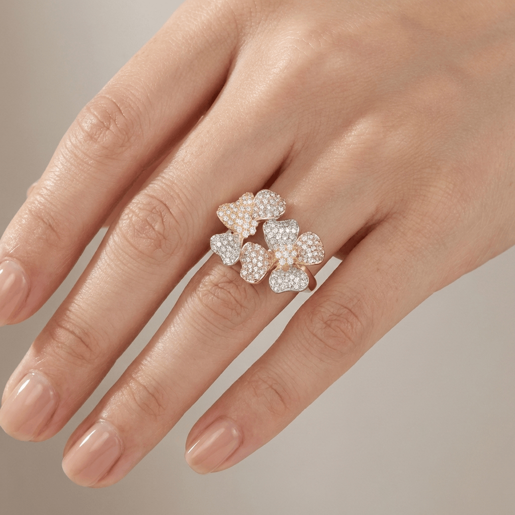 Triple Butterfly Crystal Gold Ring by Rose & Oliver - product image 2