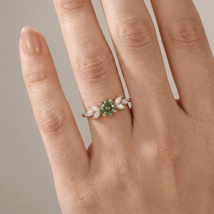 Green Peridot Gold Dainty Leaf Ring by Rose & Oliver - product image 3