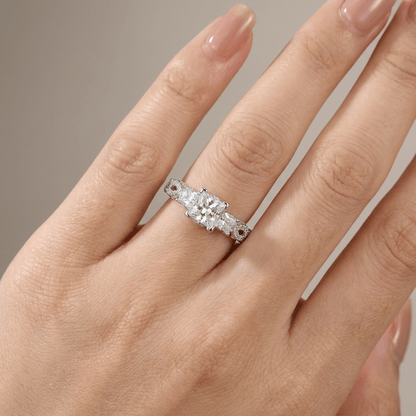Three Stone Zirconia Silver Twist Ring by Rose & Oliver - product image 2