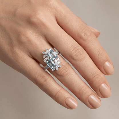 Aquamarine Crystal Silver Ring - (Adjustable) by Rose & Oliver - product image 2