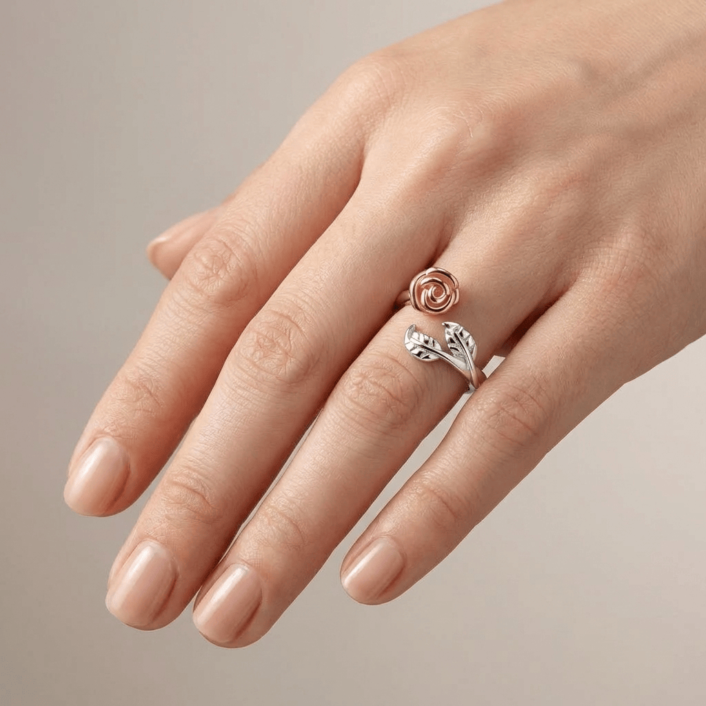 Rose & Thorn Silver Ring - (Adjustable) by Rose & Oliver - product image 2