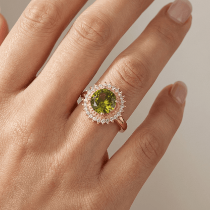 Gold Peridot Diamond Halo Ring by Rose & Oliver - product image 2