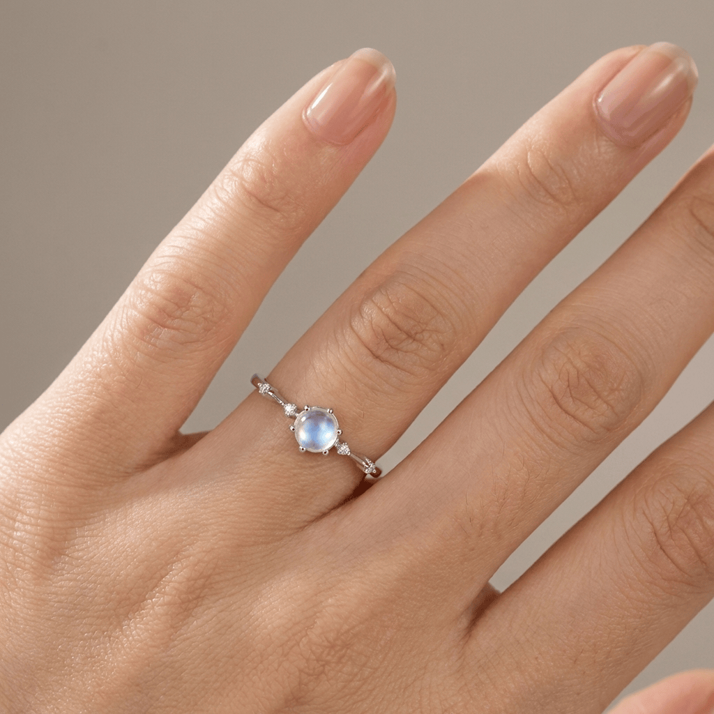 Silver Moonstone Vintage Ring - (Adjustable) by Rose & Oliver - product image 2