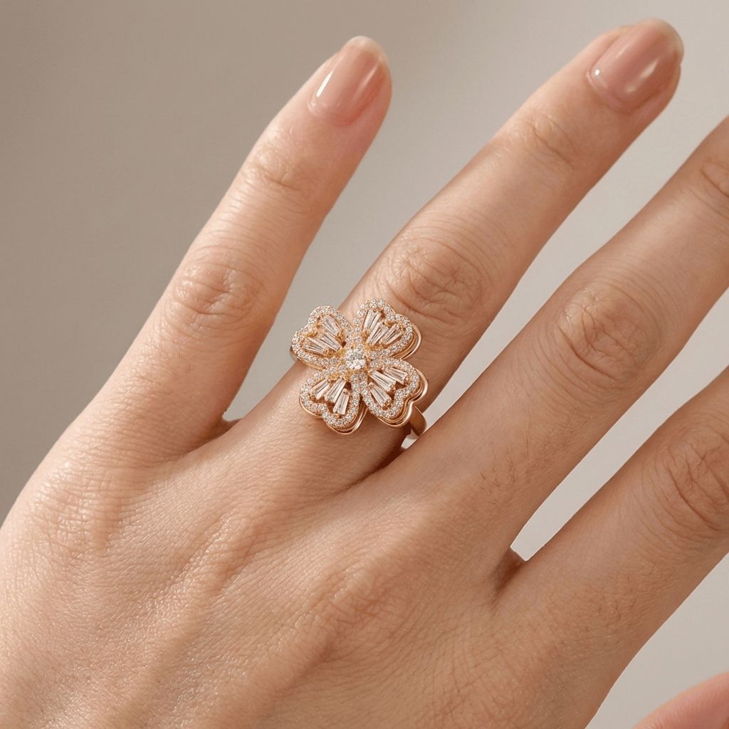 Baguette Zirconia Rotating Flower Ring - (Adjustable) by Rose & Oliver - product image 2