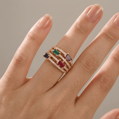 Gold Colorful Gemstone Ring - (Adjustable) by Rose & Oliver - product image 2