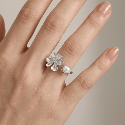 Silver Pearl Beaded Ring by Rose & Oliver - product image 2