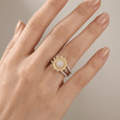 Silver Gold Sunflower Diamond Ring by Rose & Oliver - product image 2