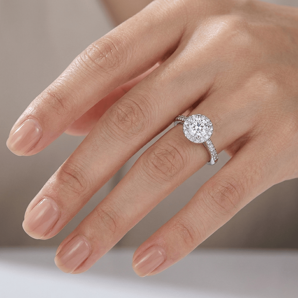 Silver Cushion Diamond Pave Halo Ring by Rose & Oliver - product image 2