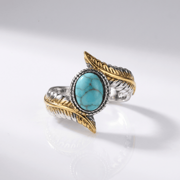Silver Gold Turquoise Bohemian Ring by Rose & Oliver - product image 1