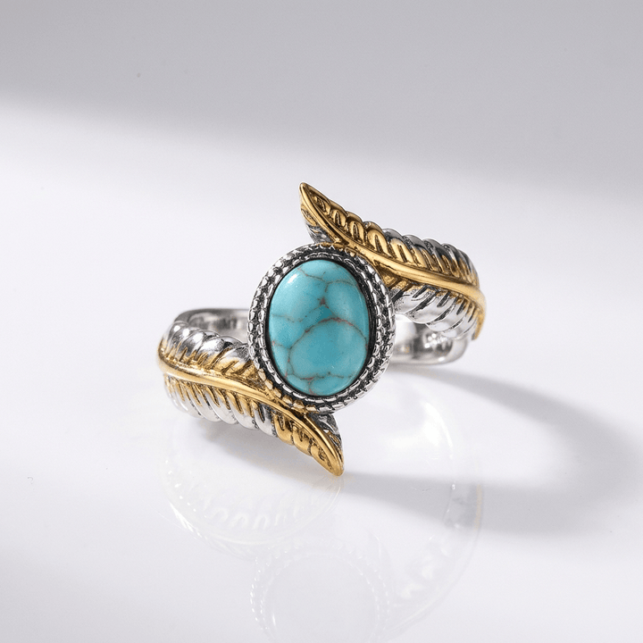 Silver Gold Turquoise Bohemian Ring by Rose & Oliver - product image 1