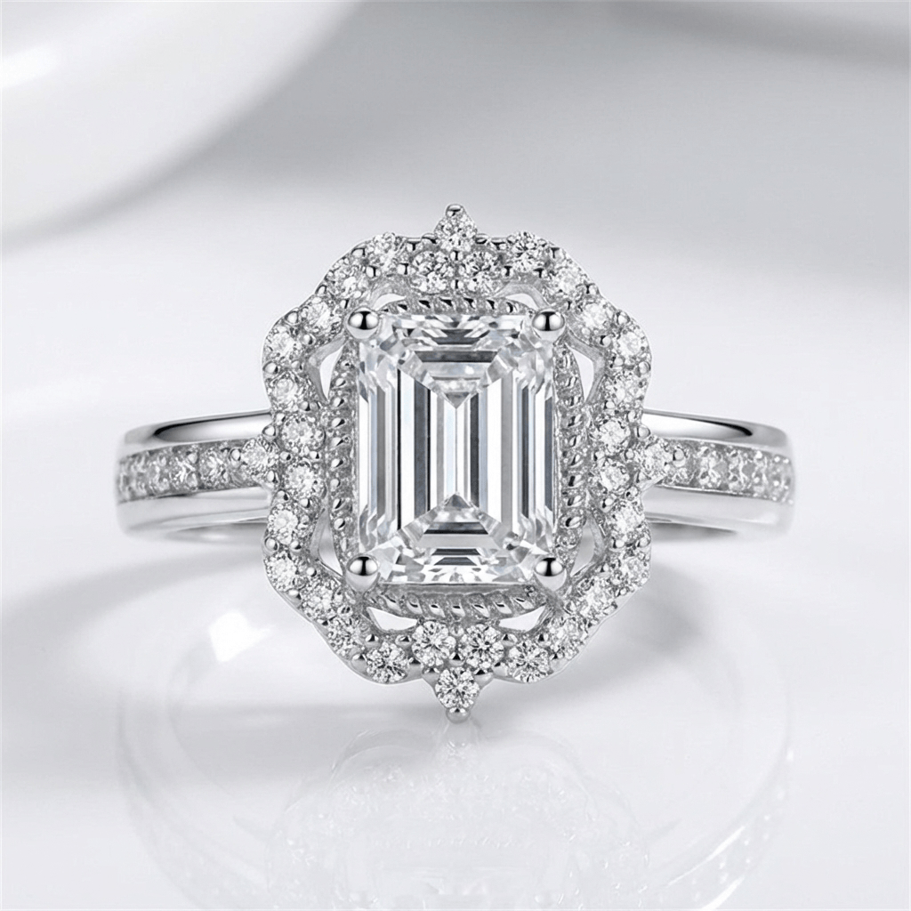 Rectangle Diamond Halo Ring by Rose & Oliver - product image 3