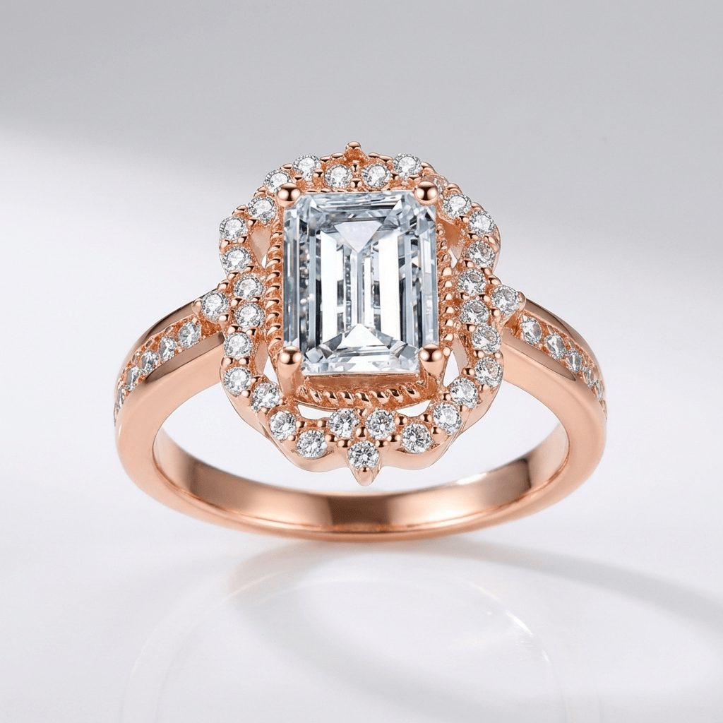 Rectangle Diamond Halo Ring by Rose & Oliver - product image 1