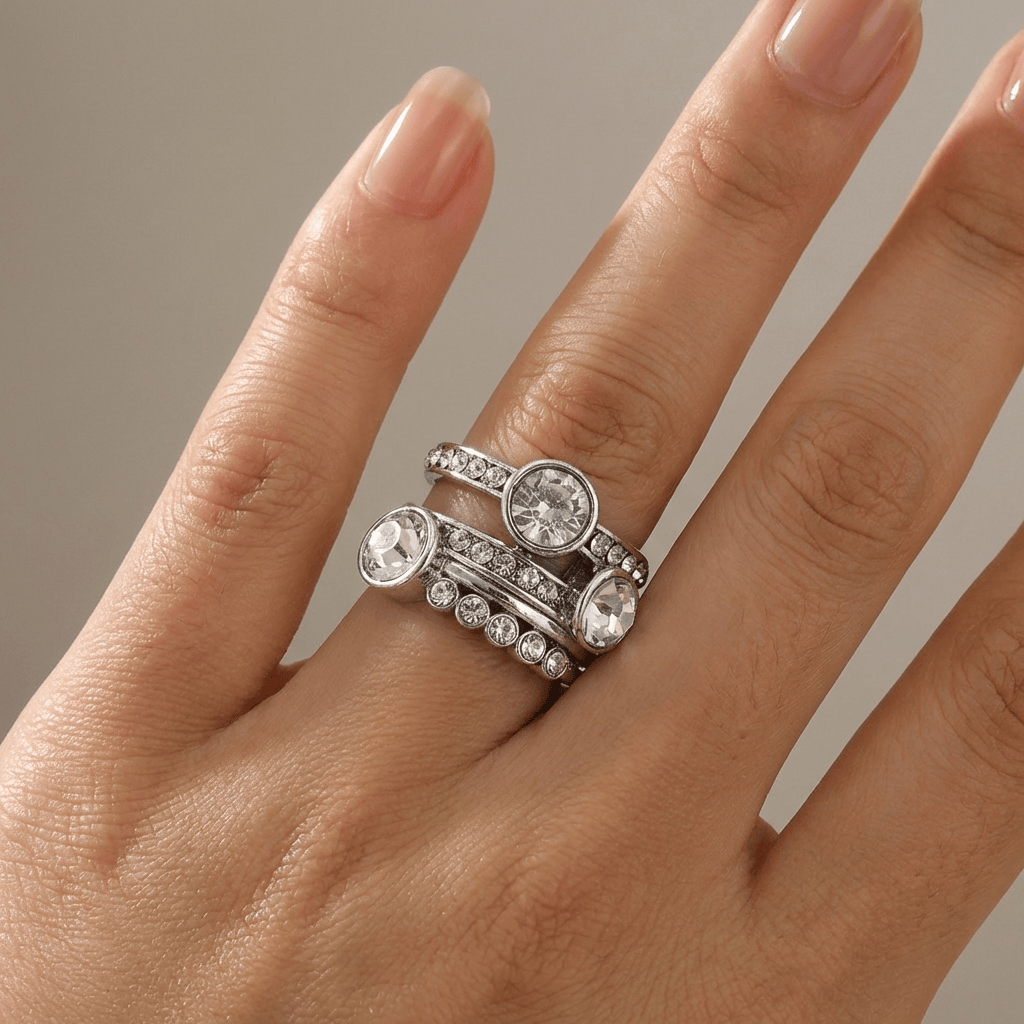 Silver Twin Sparkle Ring by Rose & Oliver - product image 2