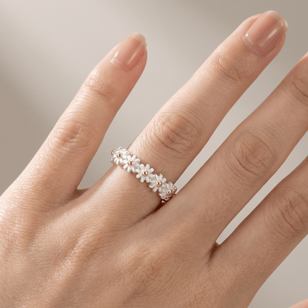 Daisy Cluster Band Ring - (Adjustable) by Rose & Oliver - product image 2