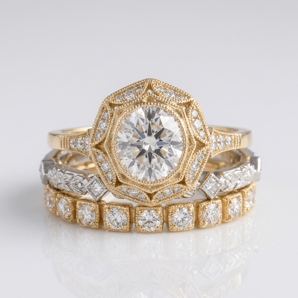 Gold Diamond Oval Filigree Ring by Rose & Oliver - product image 1