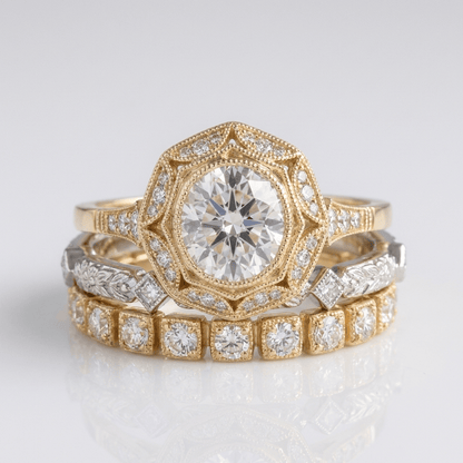 Gold Diamond Oval Filigree Ring by Rose & Oliver - product image 1