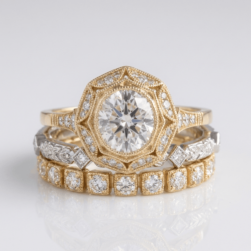 Gold Diamond Oval Filigree Ring by Rose & Oliver - product image 1
