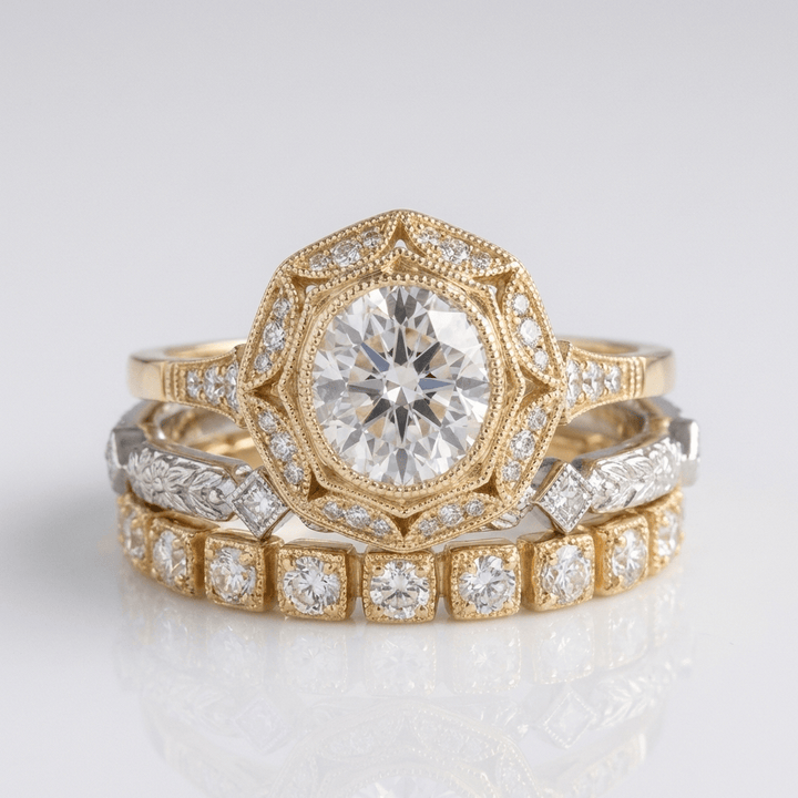 Gold Diamond Oval Filigree Ring by Rose & Oliver - product image 1