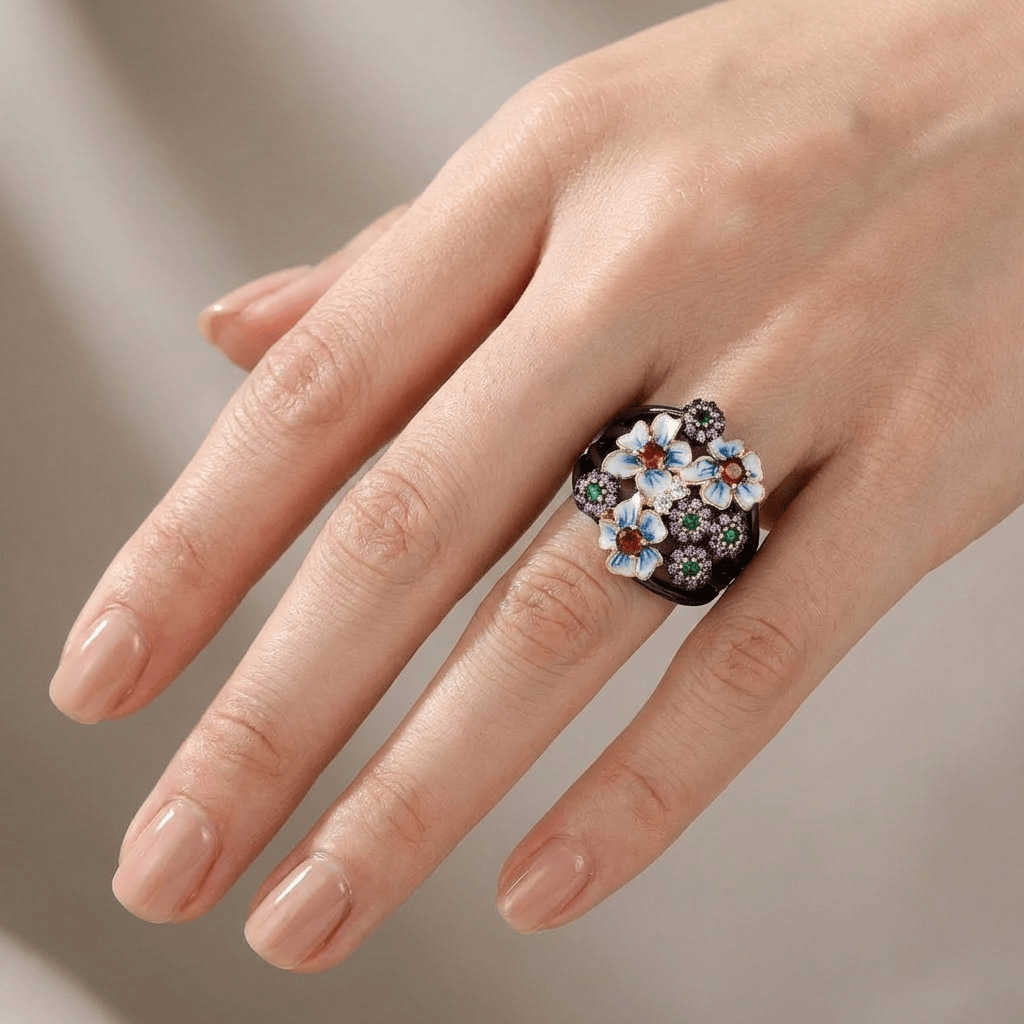 Colorful Enamel Flower Garden Ring by Rose & Oliver - product image 2
