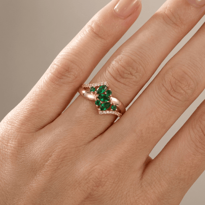 Emerald Flower Rose Gold Ring by Rose & Oliver - product image 2