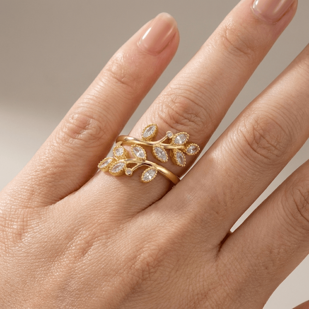 Gold Leaf Wrap Ring - (Adjustable) by Rose & Oliver - product image 6