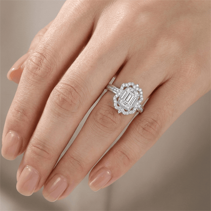 Rectangle Diamond Halo Ring by Rose & Oliver - product image 4