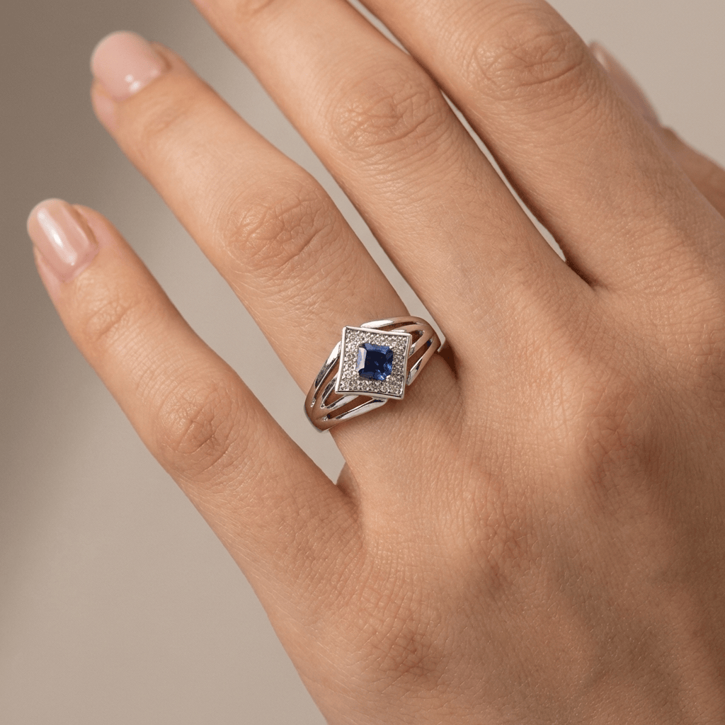 Silver Sapphire Star Ring by Rose & Oliver - product image 2